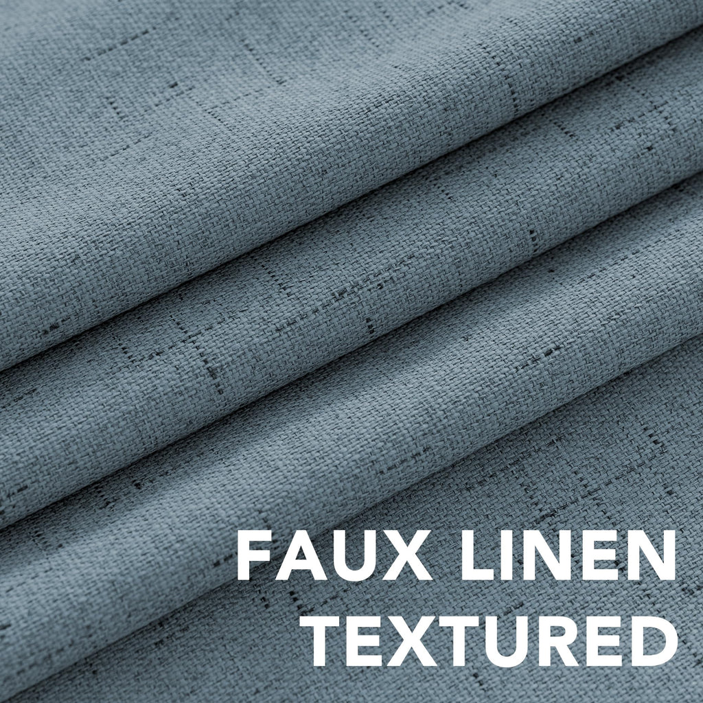 H.VERSAILTEX Primitive Linen Curtains 100% Blackout Curtain Drapes Burlap Curtains with White Thermal Insulated Liner, Grommet Top Drapes Living Room/Bedroom (2 Panels, 42 x 45 Inch, Stone Blue)