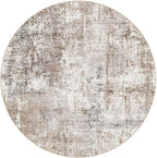 UERMEI 6ft Round Area Rug Living Room Rugs - 6x6 Washable Neutral Modern Abstract Soft Thin Rug Indoor Floor No Slip Rug Carpet for Bedroom Under Dining Table Home Office Decor - Brown/Grey/Red