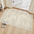Soalmost 3x4 Rugs Non-Slip, Small Washable Kitchen Entryway Area Rug Beige