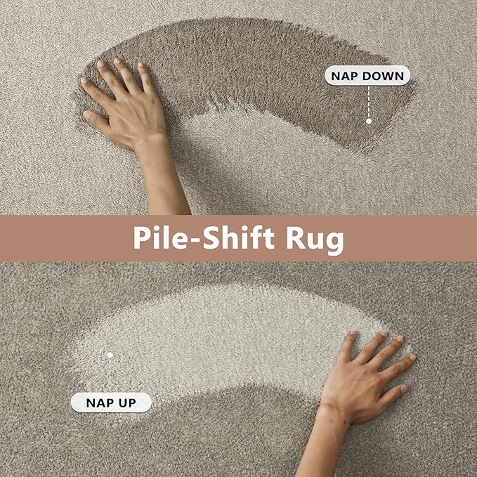 FinRèc 4x6 Washable Area Rugs for Bedroom Living Room, Low Pile Thin Rug Solid Color, Non-Slip Carpet Indoor for Home Decor (Light Tan)
