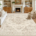 Luxturiy Area Rugs 9x12 Living Room: Bedroom Washable Carpet Beige/Ivory