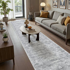Restydon 2x12 Runner Rug Non Slip,Washable Hallway Runner Rug,Grey