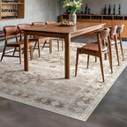 Washable Farmhouse Living Room Rug, 9x12 Area Rugs for Bedroom, Dining Room Under Table Carpet, Kids Room, Large Boho Vintage Non-Slip Floral Rugs Low Pile Stain Resistant (9x12 Beige/Latte)