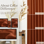 Nanspring Terracotta Linen Curtains 63 Inches Length 2 Panels for Living Room Back Tab Pocket Light Filtering Semi Sheer Drapes Cotton Linen Textured Brick Burnt Orange Window Curtain 52X63 Inch