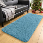 OLANLY 2x5 Machine Washable Runner Rugs for Hallway, Soft Fluffy Shaggy Bedside Rugs for Bedroom, Living Room, Indoor Floor Carpet for Kids Girls and Boys, Home Decor Aesthetic, Slate Blue