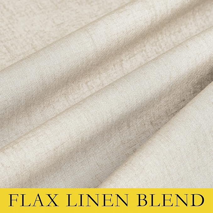 NICETOWN 100% Blackout Linen Texture Curtains 70" Long, Beige, 2 Pcs, Thermal Insulated Full Blackout 2-Layer Lined Drapes, Energy Efficiency Window Draperies for Boy's Room