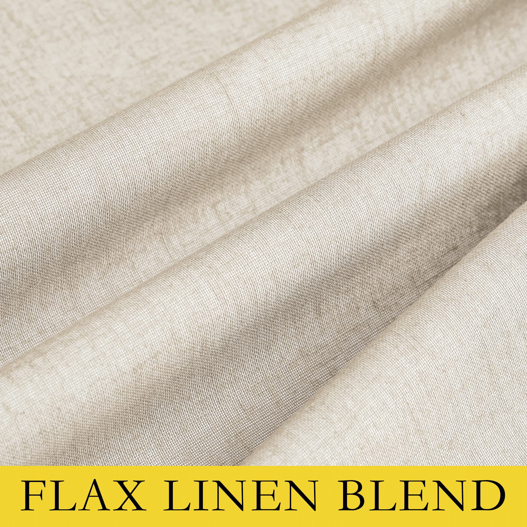NICETOWN Linen Blackout Curtains for Kitchen, Beige, 2 Panels, 34" Wide x 48" Long, Short Kitchen Burlap Linen 100% Blackout Drape Panels for Night Shift, Great Job for Blocking Light