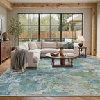 BEIMO Area Rugs 10x14 for Living Room, Blue Green Washable Abstract Rug