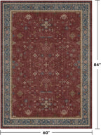 5x7 Boho Dark Red Rug for Living Room - Vintage Oriental Revival Low-Pile Carpet for Bedroom, Dining Table, Home Office, Machine Washable Area Rug Non-Slip with Rubber Back