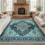 RELEANY Washable Area Rug, Square 8'x8', Teal