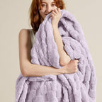 Bedsure GentleSoft Lavender Purple Throw Blanket for Couch Bed, Checkered Fleece Soft Cozy, Cute Throw for Bedroom Home Decor Gifts for Kids Girls,Lavender Fog, 50x60 Inches