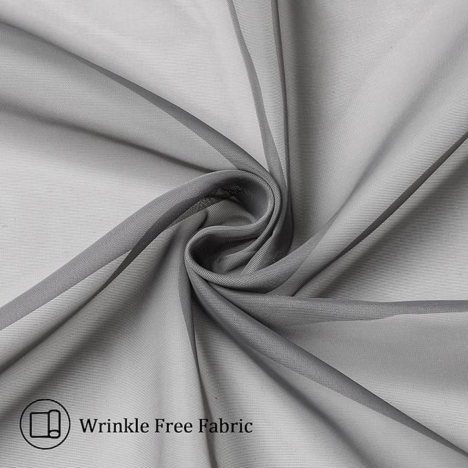 Aiyufeng Sheer Voile Window Treatment Rod Pocket Curtain Panels for Kitchen Bedroom Living Room Drapes Sunlight Filtering Privacy Semi Home Decor Assorted (Grey, 40 W x 96 L)