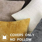 decorUhome Oatmeal Chenille Euro Sham Throw Pillow Covers 26x26 Set of 2 Textured Soft Cozy Slubby Couch Pillow Covers Modern Farmhouse Boho Decorative Pillow Cases for Bed Sofa Living Room