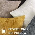 decorUhome Textured Chenille Throw Pillow Covers 22x22 Set of 2 Dark Grey