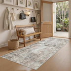Soalmost Abstratc Runner Rug 2x5 Washable Kitchen Entry Runners Pink/Grey