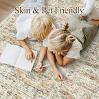 Soalmost 9x12 Area Rugs for Living Room Washable Rug Non-Slip Brown/Pink