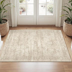 2x3 Washable Rugs for Kitchen, Floor, Entryway, Powder Room Small Area Rug Non-Slip Vintage Low Pile Throw Door Mat Beige