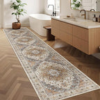 Madane Runner Rugs for Hallway 2x10 Long Washable Non-Slip Hallway Runner Rug Low-Pile Stair Kitchen Runner Throw Carpet for Entrance Living Dining Laundry Room (Turmeric/Grey, 2 x 10)