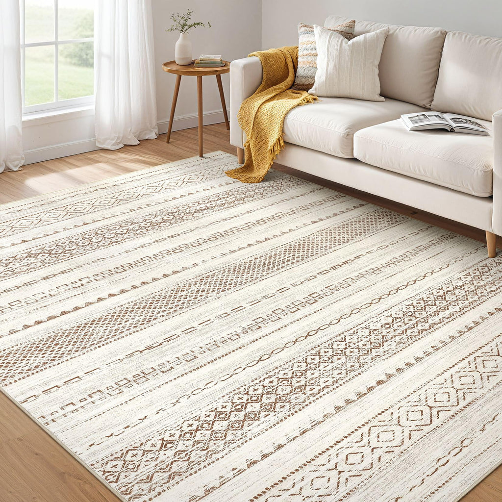 Nakagishi Boho 5x7 Area Rug Living Room Rugs Machine Washable Brown