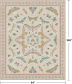 Hazo Haus 7x9 Cute Insect Rugs for Girls Bedroom - Pink and Blue Washable Floral Living Room Rugs, Dining Room Under Table, Insect Print Whimsical Indoor Décor, Low Pile & Soft