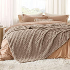 Bedsure GentleSoft Blankets Queen Size for Bed - Super Soft Cozy Blanket for Kids Girls, Large Fuzzy Fleece Throw for Bedroom Decor, Light Brown, 90x90 Inches