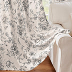 jinchan Vintage Floral Linen Curtains 84 Long for Living Room 2 Panels