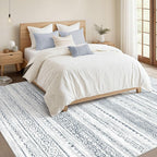 Nakagishi 6x9 Area Rugs Living Room: Washable Boho Large Neutral Soft Farmhouse Rug Stain Resistant Modern Indoor Floor Non-Slip Carpet for Bedroom Nursery Playroom Office Dining Room Dorm-White Blue
