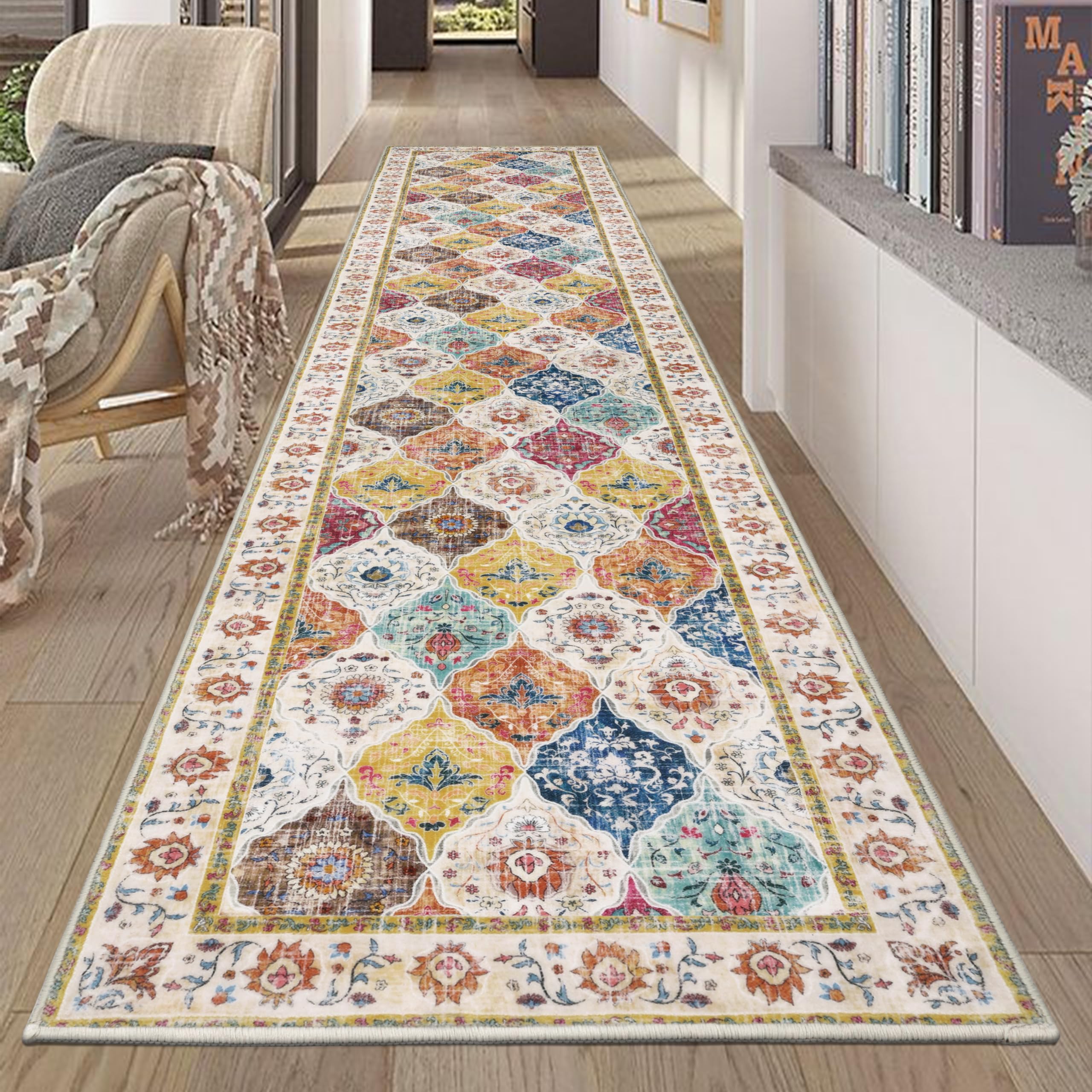 HEBE Hallway Runner Rug 2'x10', Washable Non Slip Kitchen Rug Runner