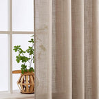 MIULEE Taupe Linen Curtains 84 Inch Length for Bedroom Living Room, Soft Thick Linen Textured Window Drapes Semi Sheer Light Filtering Back Tab Rod Pocket Burlap Look Farmhouse Country Decor, 2 Panels