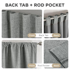 Joydeco Blackout Curtains for Bedroom - 100% Light Blocking 2 Panels Light Grey Drapes 37" W x 96" L, Thermal Insulated Room Darkening Curtains, Linen Textured for Living Room, Rod Pocket & Back Tabs