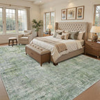 Soalmost Abstract Rug 8x12 Large Living Room Area Rugs Washable Green/Ivory