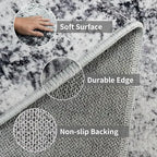 Hallway Runner Rug 2x8 Washable: Entryway Runners Rugs Non Slip Easy-to-Clean - Soft Living Room Bedroom Carpet - Thin Low Pile Printed Floor Mat for Dining Room Black Grey