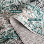 LEPEII 6x9 Area Rugs, Washable Modern Abstract Area Rugs for Living Room, Indoor Neutral Area Rug for Bedroom, Dining Room, Low Pile Non-Slip Non Shedding Rugs-Green