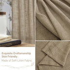 LAMIT Taupe Linen Curtains 90 Inch for Living Room, Semi Sheer Panels