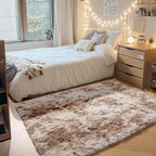 ONASAR Area Rugs for Bedroom Living Room, Fluffy Tie-Dye Beige 4x6 Indoor Bedside Floor Throw Rug, Soft Plush Shaggy Carpet for Nursery Kids Girls Boys Teen Dorm Home Office Decor Aesthetic
