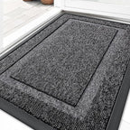 OLANLY Front Door Mat Indoor Outdoor Entrance, Waterproof All-Season, All-Weather Doormat, Sturdy Natural Rubber, Low Profile, Easy Clean Patio Porch Entryway Mat, 33x21, Black and White