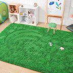 Amearea Premium Soft Area Rug 4x5.3 Feet, Green Rugs for Living Room, Fluffy Carpet for Bedroom Nursery Playroom Teen Home Decor, Comfortable Indoor Furry Dorm Carpets, Green