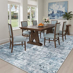 Abstract Rug 5x7 Machine Washable Area Indoor Blue Low Pile Non-Slip Foldable Thin Accent Rugs for Bedroom Living Room Dining Room