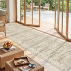 Long Hallway Runner Rug- Carpet Runners for Hallway 12ft, Anti Slip Backing Washable Rug Runner for Bathroom, Entrance, Living Room, Soft Low Pile Modern Rug Runner(2'x12', Brown/Ivory)