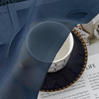 Simplebrand Navy Valances 14 Inches Long for Living Room Pocket 2 Panel Light Filtering Sheer Translucent Valence Toppers for Window Kitchen Bathroom Bedroom 42x14 Inch Length