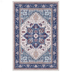 OPPODREAM Soft Area Rugs 6x9, Persian-Inspired Washable Rug, Blue & Red