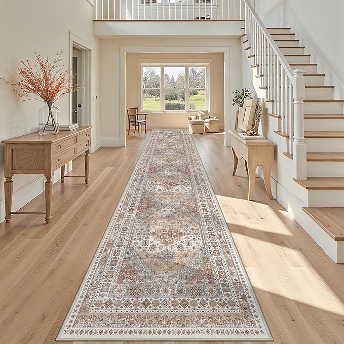 Restydon 3x14 Long Runner Rugs for Hallway Vintage Washable Rug, Orange