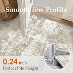 PureCozy Beige Area Rug 2x3 Machine Washable Modern Abstract Entryway Carpet Non Slip Neutral Door Mat Low Pile Soft Non Shedding Contemporary Throw Rug for Bathroom Laundry Kitchen Dining Room