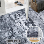10x14 Area Rug Living Room Rug: Washable Modern Abstract Soft Thin Rug Indoor Floor No Slip Stain Resistant Carpet for Bedroom Dining Room Farmhouse Nursery Home Office - Black