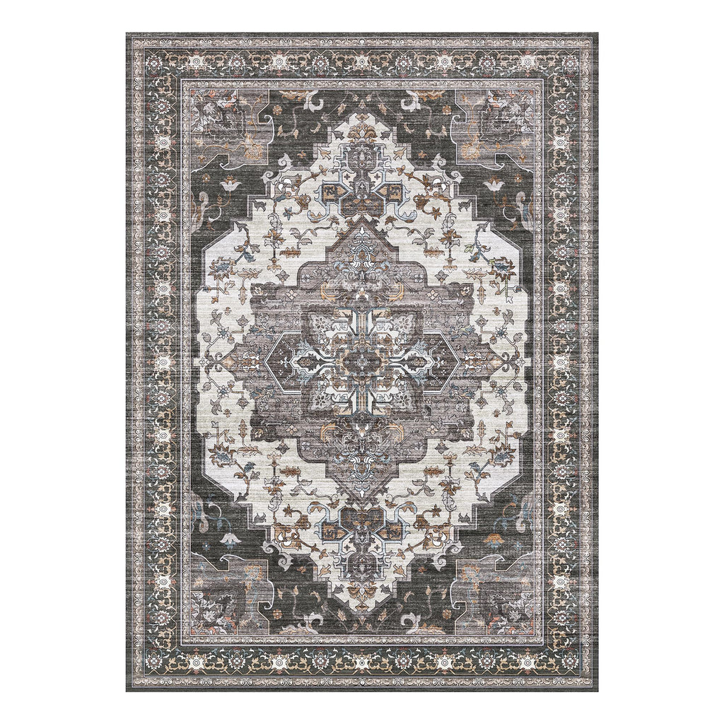 BEIMO Dark Grey Rug 8x10 Area Rugs for Bedroom, Washable Vintage Non Slip