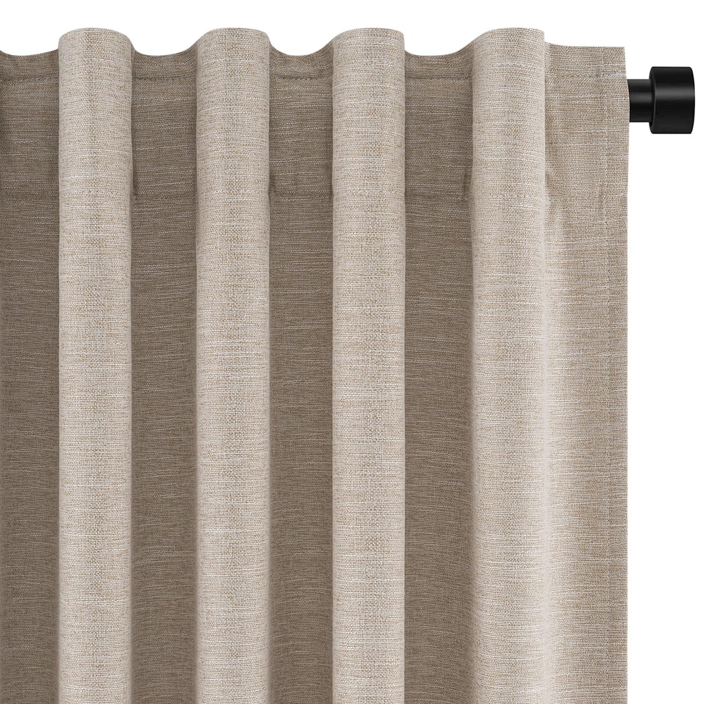 Topfinel Linen Blackout Curtains 63 Inch Long for Livingroom Bedroom 2 Panels Set Room Darkening Curtains 63 Inches Length Drapes for 64" Window Energy Saving Noise Reducing Nursery (52" W x 63" L)