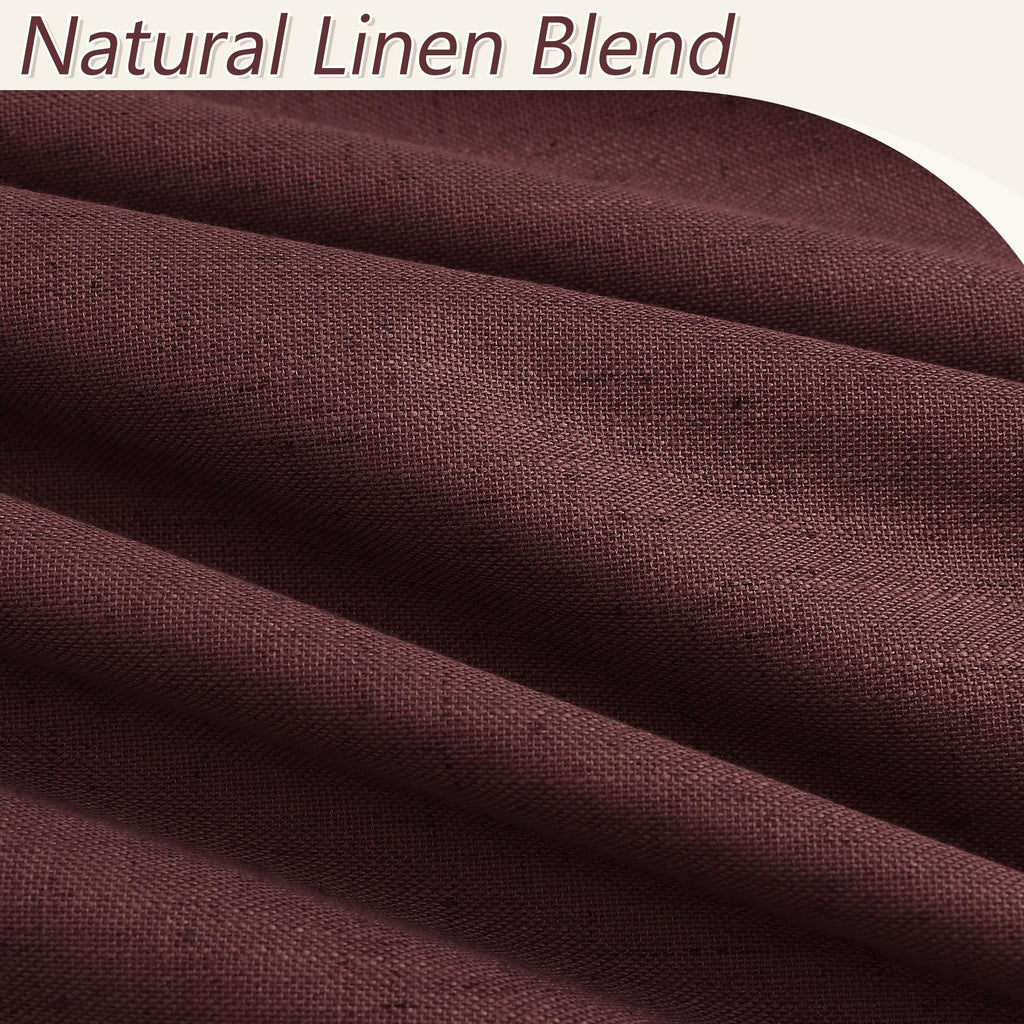 Guken 100% Blackout Curtains 90 Inch Length 2 Panels Set for Living Room Bedroom Back Tab Thermal Insulated Black Out Linen Drapes Room Darkening Reddish Brown,52x90
