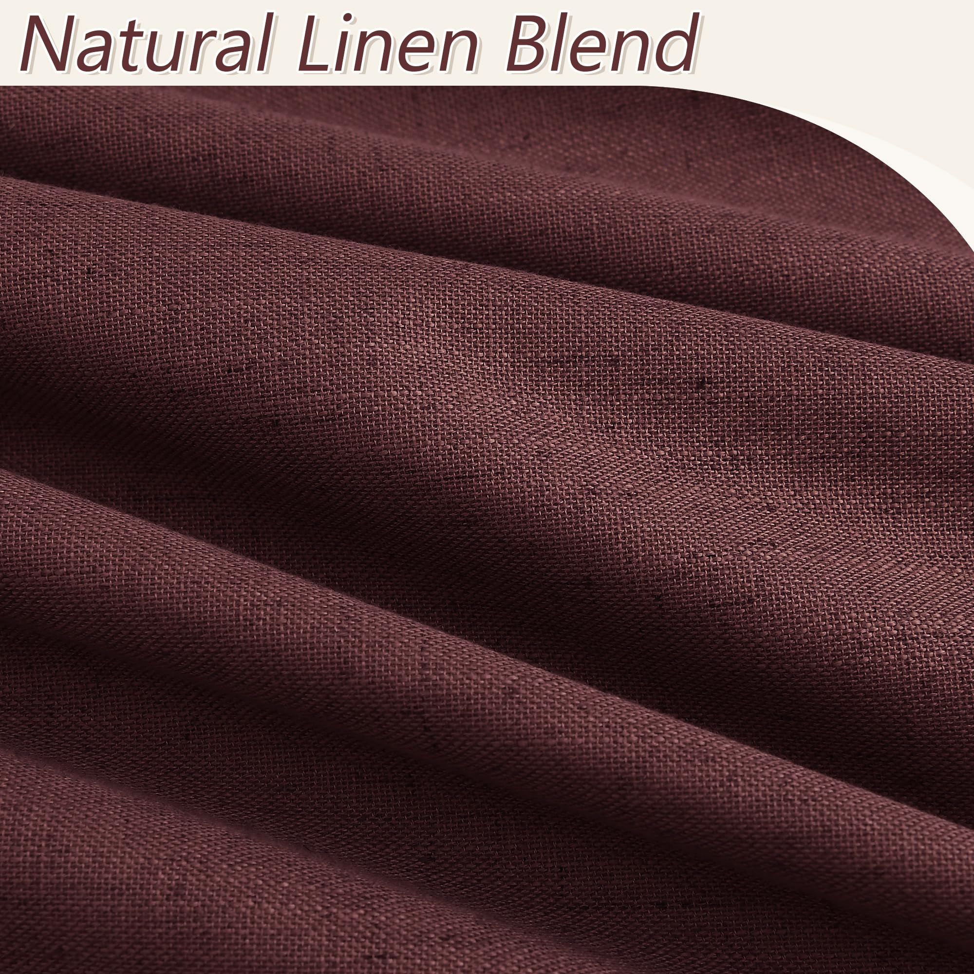 Guken 100% Blackout Curtains 90 Inch Length 2 Panels Set for Living Room Bedroom Back Tab Thermal Insulated Black Out Linen Drapes Room Darkening Reddish Brown,52x90
