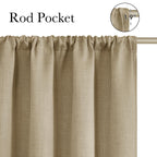 NICETOWN Oatmeal Faux Linen Room Darkening Rod Pocket Curtains 63 inch Length, W42 x L63, Light Blocking Thermal Insulated Noise Reducing Drapes for Bedroom Living Room Farmhouse Decor, 2 Panels