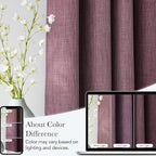 NICETOWN Greyish Purple Faux Linen Room Darkening Rod Pocket Curtains 63 inch Length, W42 x L63, Light Blocking Thermal Insulated Noise Reducing Drapes for Bedroom Farmhouse Decor, 2 Panels